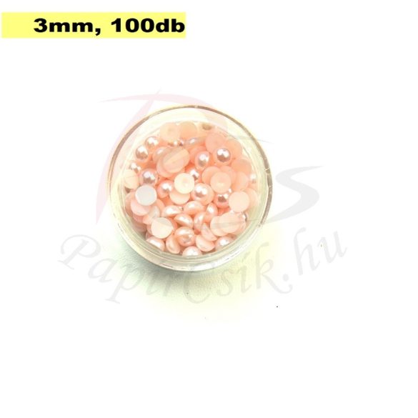 Műanyag félgömbgyöngy, halvány rózsaszín (3mm, 100db, tasakban)