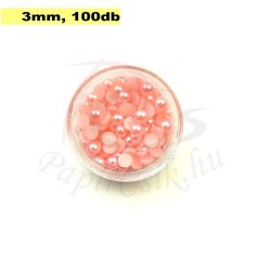   Műanyag félgömbgyöngy, rózsaszín (3mm, 100db, tasakban)