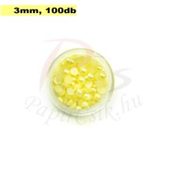 Műanyag félgömbgyöngy, sárga (3mm, 100db, tasakban)