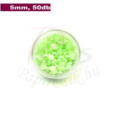   Műanyag félgömbgyöngy, halványzöld (5mm, 50db, tasakban)