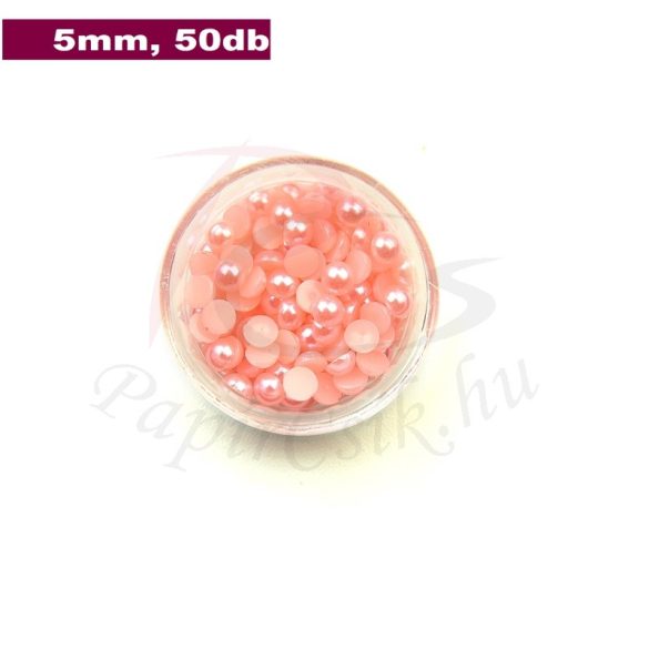 Műanyag félgömbgyöngy, rózsaszín (5mm, 50db, tasakban)