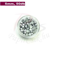 Műanyag félgömbgyöngy, ezüst (5mm, 50db, tasakban)