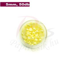 Műanyag félgömbgyöngy, sárga (5mm, 50db, tasakban)