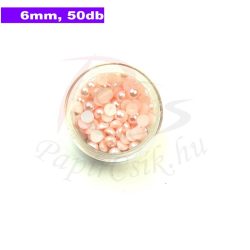   Műanyag félgömbgyöngy, halvány rózsaszín (6mm, 50db, tasakban)