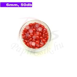 Műanyag félgömbgyöngy, piros (6mm, 50db, tasakban)