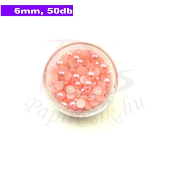 Műanyag félgömbgyöngy, rózsaszín (6mm, 50db, tasakban)