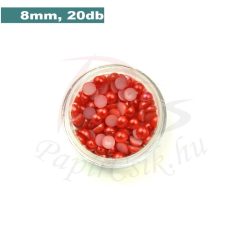 Műanyag félgömbgyöngy, piros (8mm, 20db, tasakban)