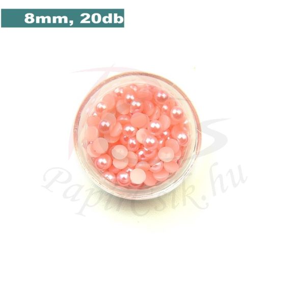 Műanyag félgömbgyöngy, rózsaszín (8mm, 20db, tasakban)