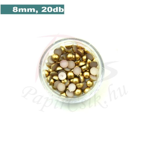 Műanyag félgömbgyöngy, arany (8mm, 20db, tasakban)