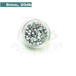 Műanyag félgömbgyöngy, ezüst (8mm, 20db, tasakban)