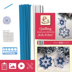   Kék-Fehér - Quilling minta (200db csík 14db mintához, leírás, eszközök)