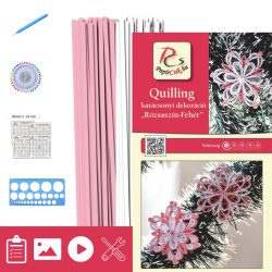   Rózsaszín-Fehér - Quilling minta (200db csík 14db mintához, leírás, eszközök)