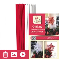   Piros-Fehér - Quilling minta (200db csík 16db mintához és leírás képekkel)