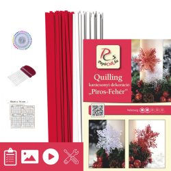   Piros-Fehér - Quilling minta (200db csík 16db mintához, leírás, eszközök)