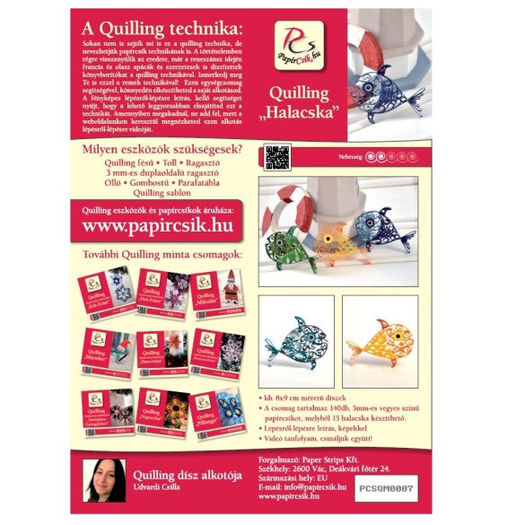 Halacskák - Quilling minta (140db csík 15db mintához és leírás képekkel)