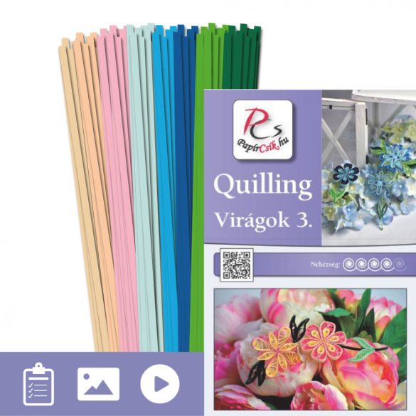 Virágok 3. - Quilling minta (220db csík 20db mintához és leírás képekkel)