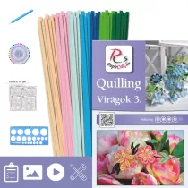   Virágok 3. - Quilling minta (220db csík 20db mintához, leírás, eszközök)