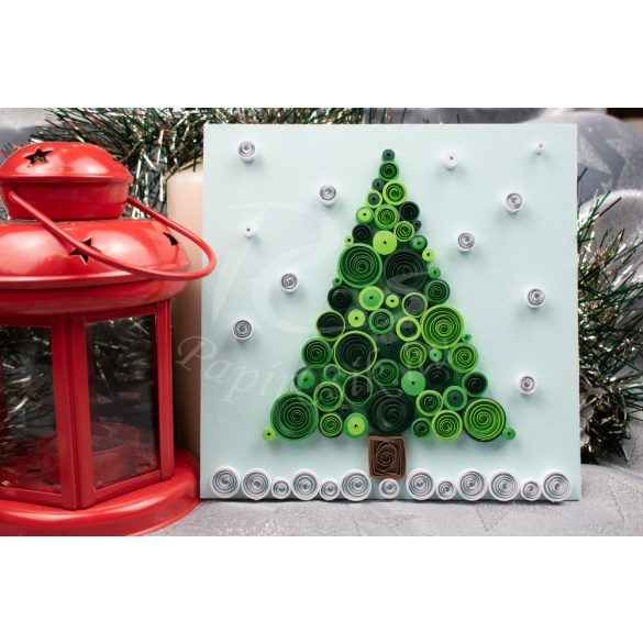 Fenyőfa - Quilling minta (60db csík egy mintához, leírás, eszközök)