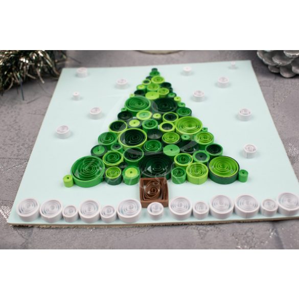 Fenyőfa - Quilling minta (60db csík egy mintához, leírás, eszközök)