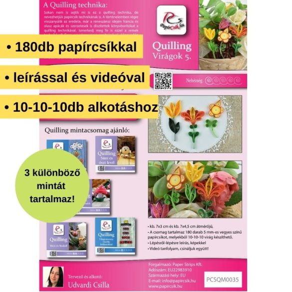 Virágok 5. - Quilling minta (180db csík 10-10-10db mintához és leírás képekkel)