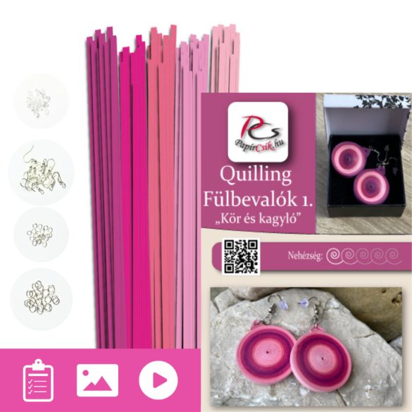 Fülbevalók 1. - Quilling minta (100db csík, fülbevaló alkatrészek 10db/5pár mintához és leírás képekkel)