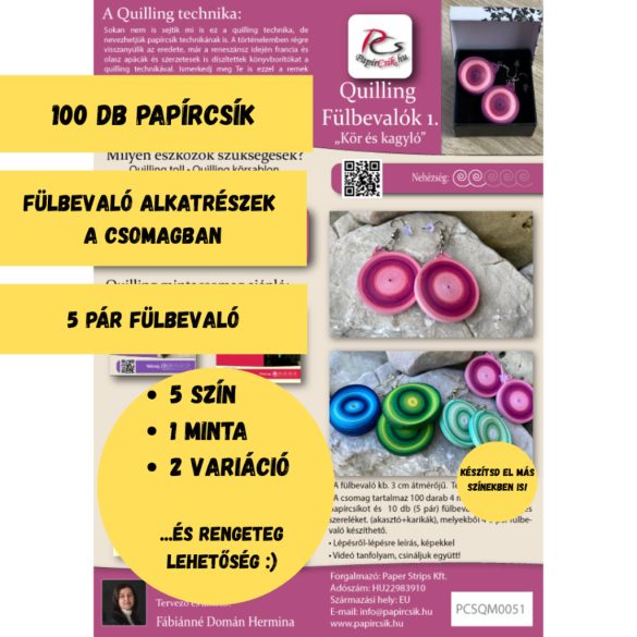Fülbevalók 1. - Quilling minta (100db csík, fülbevaló alkatrészek 10db/5pár mintához és leírás képekkel)