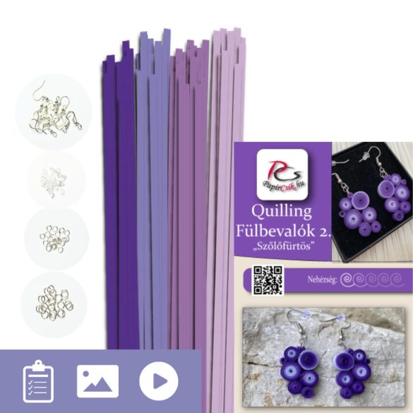 Fülbevalók 2. - Quilling minta (80db csík, fülbevaló alkatrészek 20db/10pár mintához,  leírás)