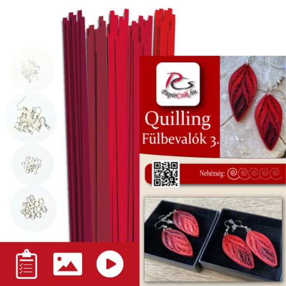 Fülbevalók 3. - Quilling minta (100db csík, fülbevaló alkatrészek 20db/10pár mintához és leírás képekkel)