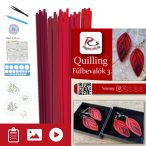   Fülbevalók 3. - Quilling minta (100db csík, fülbevaló alkatrészek 20db/10pár mintához,  leírás,  eszközök)