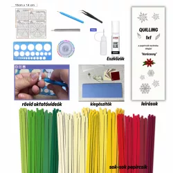   Quilling 1x1 - Karácsony - TANFOLYAM és KEZDŐCSOMAG 11 féle mintával (Alapanyagokkal és eszközökkel!) Angyalka, Csillag, Hópehely