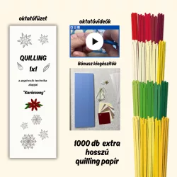   Quilling 1x1 - Karácsony - TANFOLYAM és KEZDŐCSOMAG (ESZKÖZÖK NÉLKÜL) 11 féle mintával Angyalka, Csillag, Hópehely